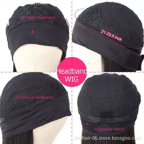 Hot Selling Brazillian Hair Virgin Brazilian Wigs Straight Headband Wigs Manufacturers Unprocessed Human Hair